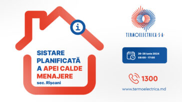 Sistări programate de apă caldă menajeră în sectorul  Rîșcani al capitalei