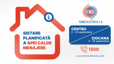 Sistare programată de apă caldă menajeră în sectoarele Centru și Ciocana ale capitalei