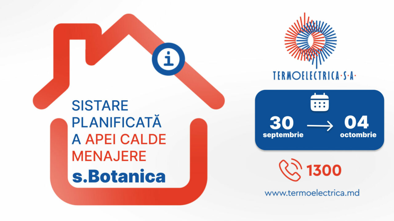  Sistare planificată a apei calde menajere pentru consumatorii unor blocuri locative din sectorul Botanica