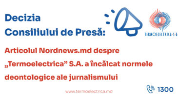 Încălcări ale prevederilor Codului deontologic al jurnalistului din Republica Moldova, lipsă de acuratețe în expunerea informației, text manipulator care determină înțelegerea eronată a faptelor – abateri admise în articolul publicat despre „Termoelectrica” S.A.