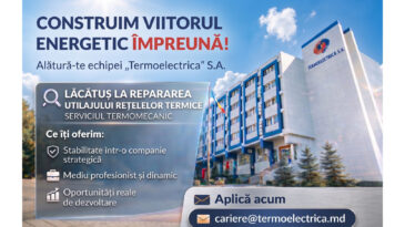 Anunț de angajare pentru funcția de Lăcătuș la repararea utilajului rețelelor termice, Serviciul Termomecanic