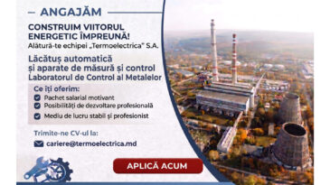Anunț de angajare pentru funcția de Lăcătuș automatică și aparate de măsură și control, Sector Diagnostic, Laboratorul de Control al Metalelor